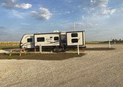 Picture of an RV trailer parked in an RV park